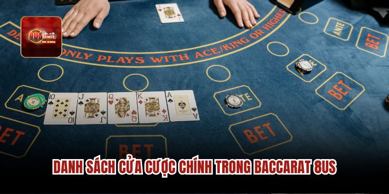 Danh sách cửa cược chính trong Baccarat 8us